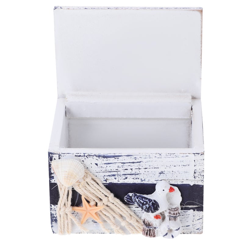 Storage Box Decorative Mediterranean Style Wood Box Jewelry Container Tabletop Box With Lid - Image 5