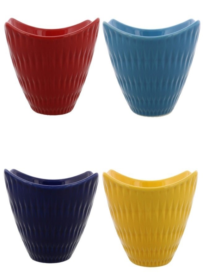 Manhattan Over-And-Back 4 Stoneware Serving Bowls Set in 4 different Rich Vibrant colors, New Product Line called - Image 1