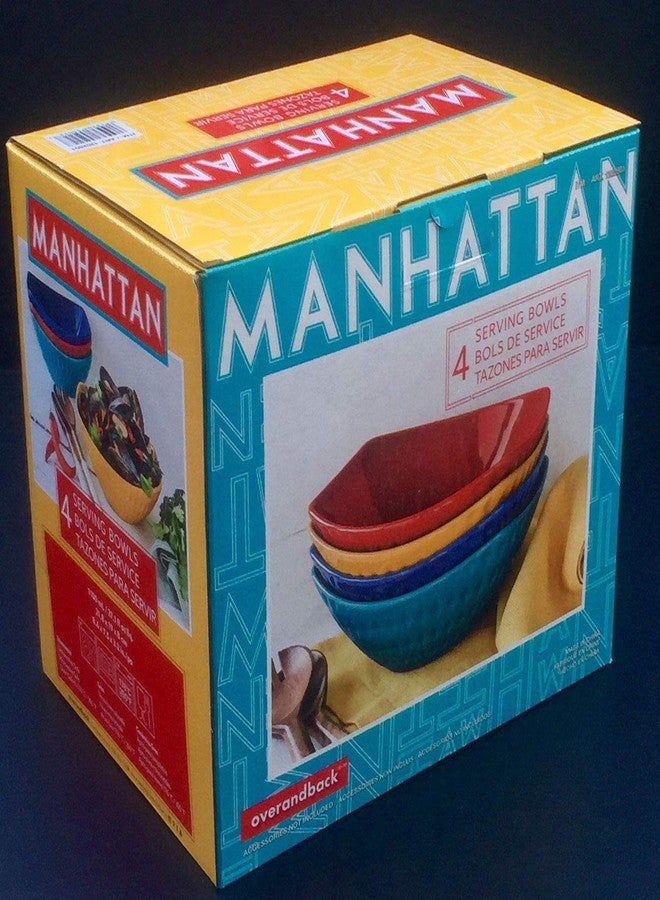 Manhattan Over-And-Back 4 Stoneware Serving Bowls Set in 4 different Rich Vibrant colors, New Product Line called - Image 2