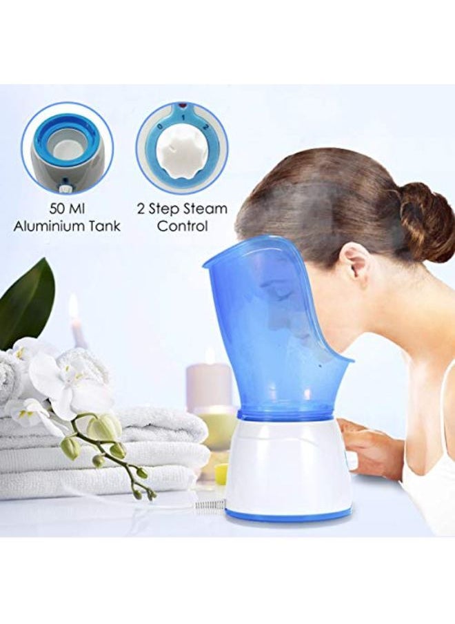 AGARO - Aura Face Steamer, Vaporizer/Steam Inhaler With Facial Mask And Nasal Mask,Rejuvenate Skin For Youthful Complexion, Deep Cleanse Spa, Prevents Breathing Disorders, Sinusitis (Blue And White) - Image 1