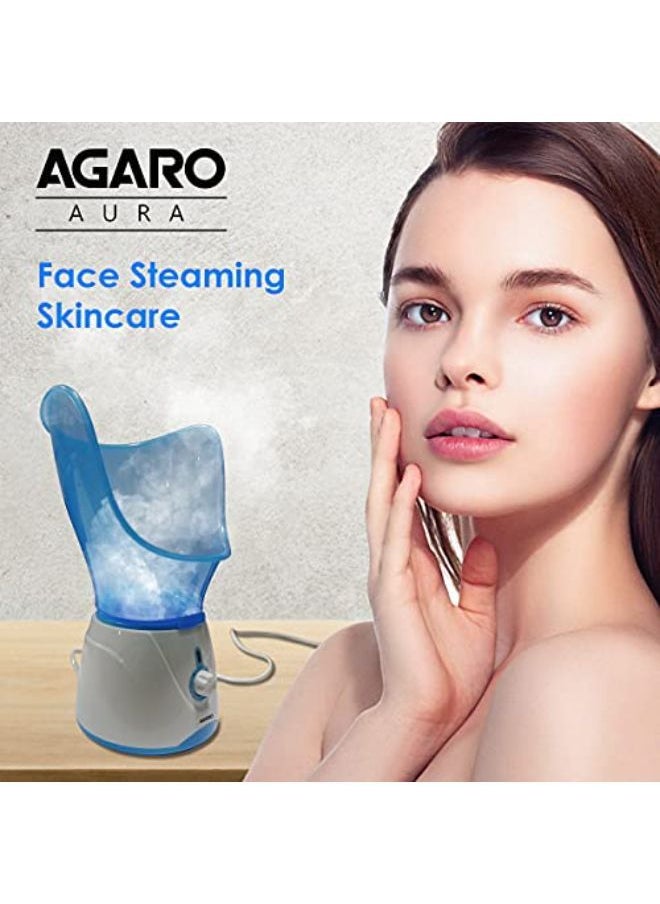AGARO - Aura Face Steamer, Vaporizer/Steam Inhaler With Facial Mask And Nasal Mask,Rejuvenate Skin For Youthful Complexion, Deep Cleanse Spa, Prevents Breathing Disorders, Sinusitis (Blue And White) - Image 1