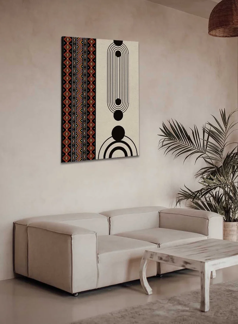 لوحة لوحة كانفاس على إطار خشبي بتصميم مستوحى من الطابع السعودي