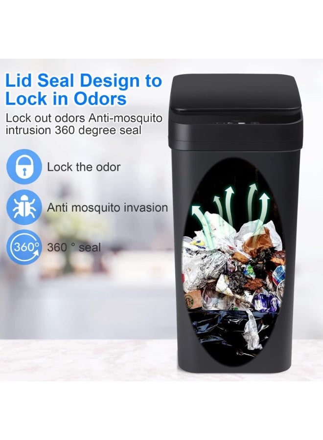 Fasola Smart Trash Can, 12L Automatic Garbage Bin, Slim IPX5 Waterproof Touchless Waste Bin, Motion Sensor Kick Vibration and One-Key Open Electric Trash Can for Bathroom Toilet Kitchen (Black) - Image 5