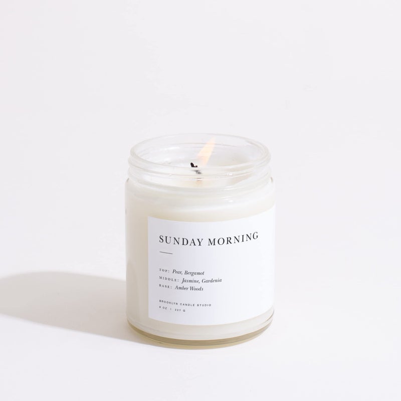Brooklyn Candle Studio Sunday Morning Jar Candle - Luxury Scented Candle, Vegan Soy Wax, Hand Poured in The USA, 50 Hour Slow Burn Time - 7.5oz - Image 1