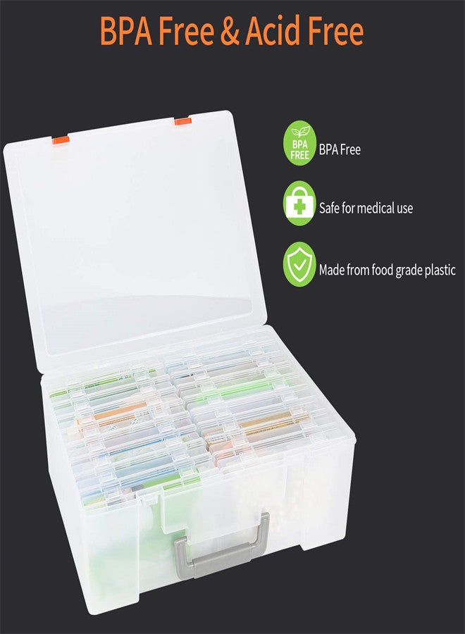 SYOSI Clear Photo Storage Box, 4x6 Card Organizer with 18 Inner Storage Cases for Birthday Get Well Cards Photos, Crafts, Scrapbooking, Paper, Stickers, Tools Container Box - Image 3