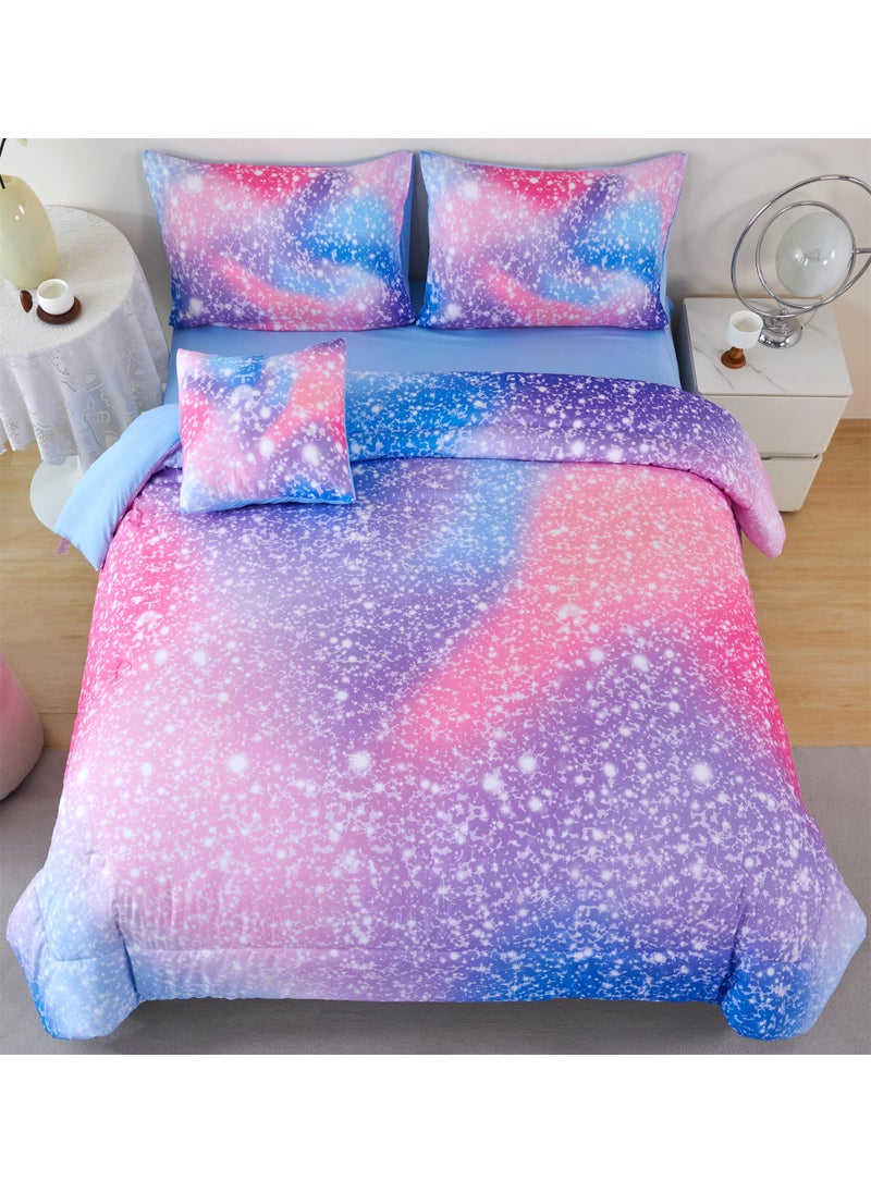 RYNGHIPY RYNGHIPY 6Pcs Girls Bedding Set Full Size Colorful Rainbow Comforter Set for Kids Teens Girls Glitter Bedding Set Lightweight Fluffy  - Image 1