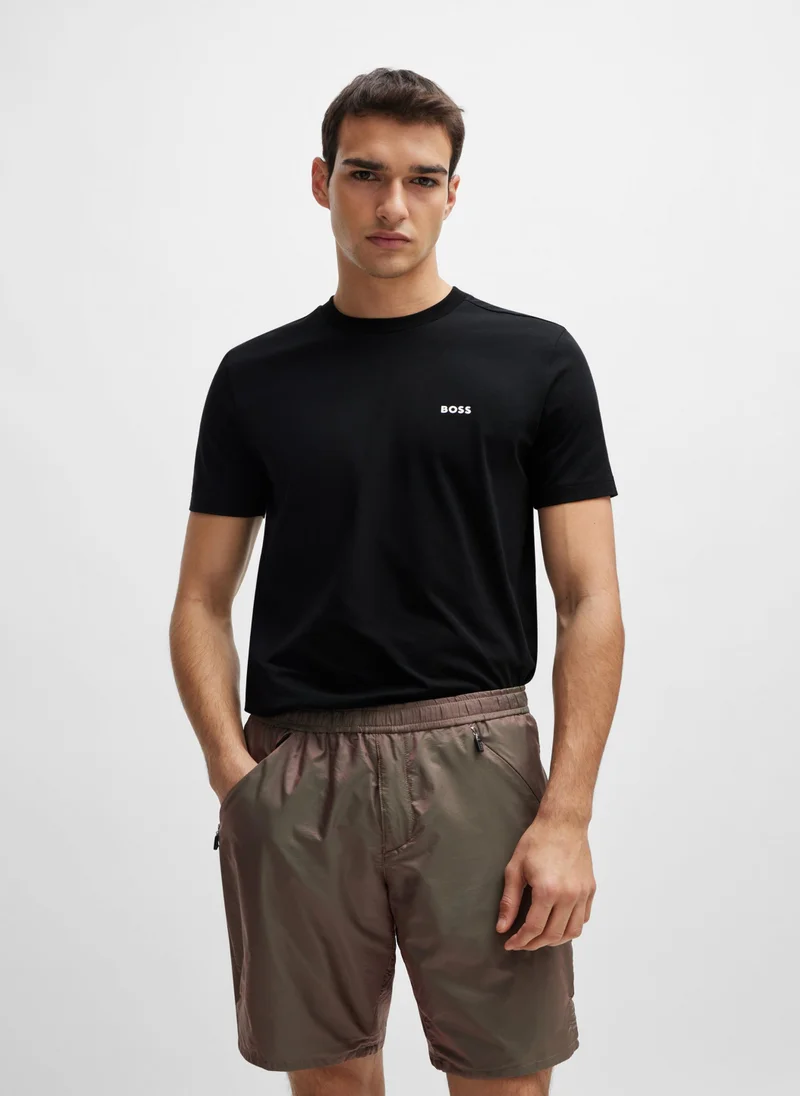 بوس Stretch-cotton regular-fit T-shirt with contrast logo