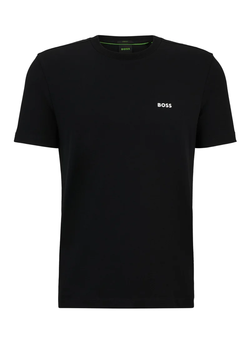 BOSS Stretch-cotton regular-fit T-shirt with contrast logo