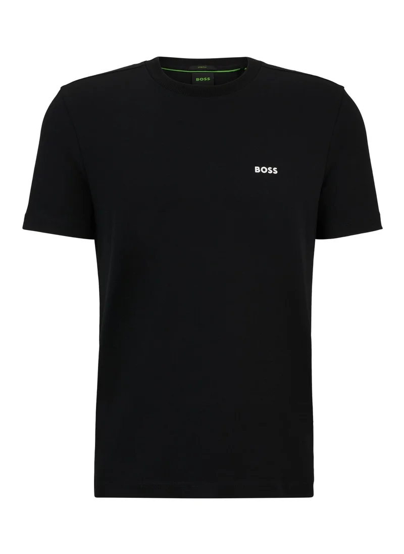 BOSS Black Stretch-cotton T-shirt with logo detail for Men | Best Price UAE