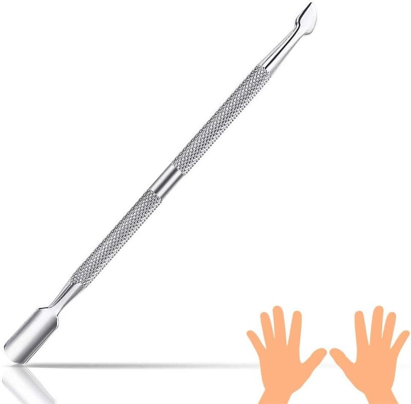 Dual Head Nail Cuticle Pusher XCOZU Professional Stainless Steel Cuticle Pusher Metal Nail Cleaner Tool Nail Scraper for Gel Nails Polish Remover Tool Nail Art Cuticle TrimmerSilver