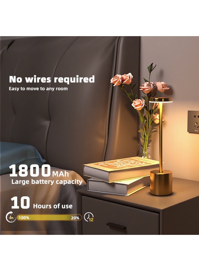 مودي مصباح مكتب LED (ذهبي) - تحكم باللمس، 3 أوضاع ألوان (دافئ، أبيض، طبيعي) - مصباح طاولة من الألومنيوم قابل لإعادة الشحن عبر USB بقوة 3 وات لغرفة النوم والمكتب وغرفة الطعام - مصباح معدني عصري بسيط - Image 5
