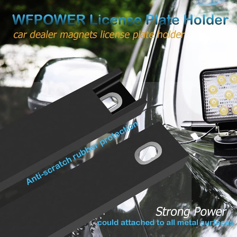 WFPOWER 6-Pack Rubber Coated Magnetic License Plate Holder - Black - Image 3