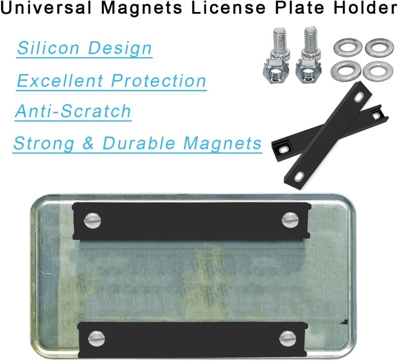 WFPOWER 6-Pack Rubber Coated Magnetic License Plate Holder - Black - Image 5