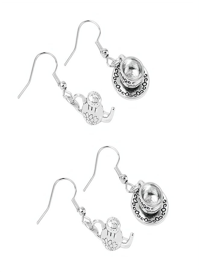 Ximimark 2 pair Vintage Tea Pot Tea Cup Pendant Earrings - Perfect for Parties and Valentine's Day Gifts - Image 1