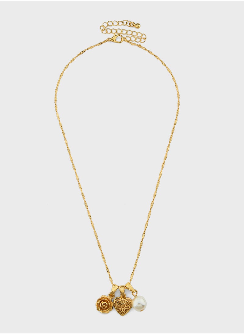 ELLA - 3 Mix Pack Rose Pendant With Chain Necklace - Image 1