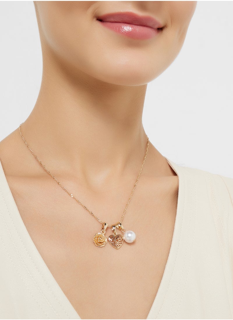 ELLA - 3 Mix Pack Rose Pendant With Chain Necklace - Image 1
