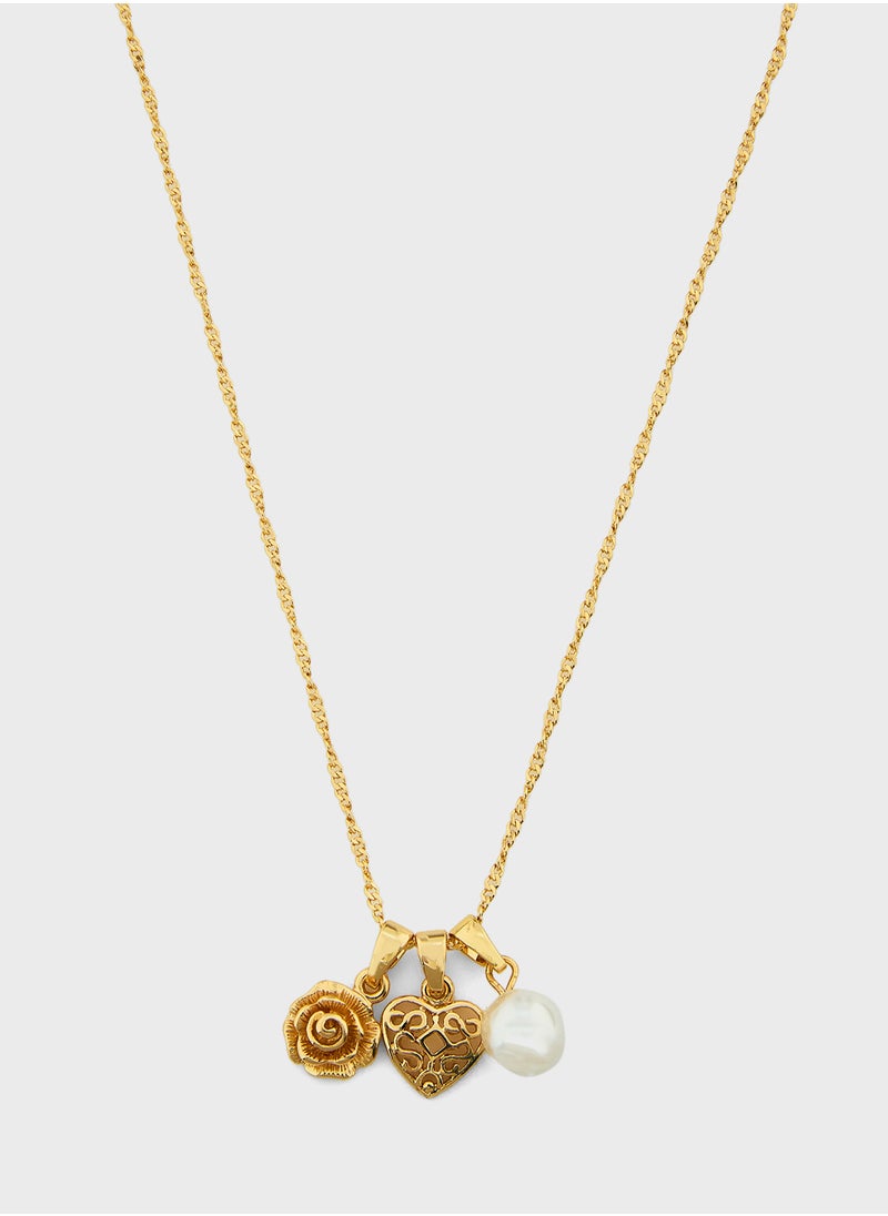 ELLA - 3 Mix Pack Rose Pendant With Chain Necklace - Image 1