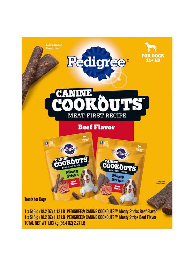 Pedigree Pedigree Canine Cookout Soft Dog Treats, Beef Flavored Meaty Sticks and Strips, (2) 18.2 oz. Bags  - Image 1