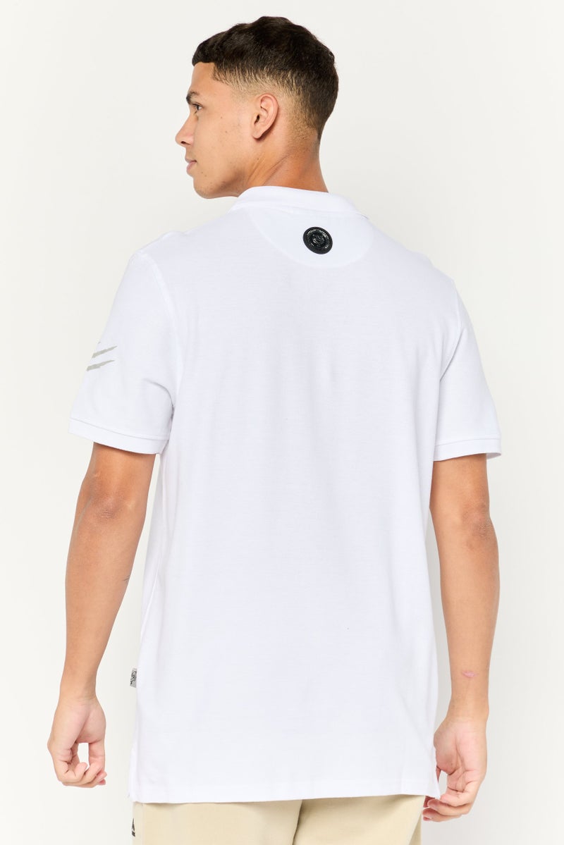 PHILIPP PLEIN Plein Sport Men Sportswear Fit Short Sleeves Outdoor Polo Shirt, White - Image 4