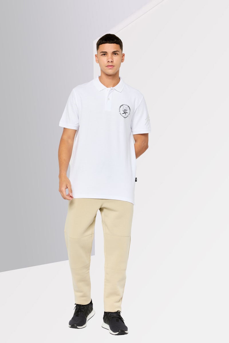 PHILIPP PLEIN Plein Sport Men Sportswear Fit Short Sleeves Outdoor Polo Shirt, White - Image 2
