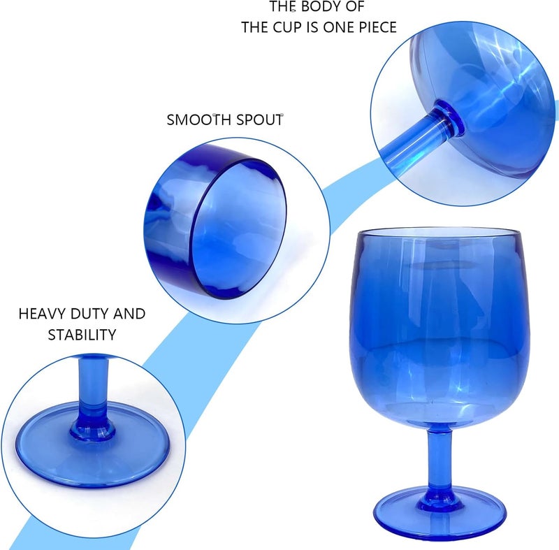 Yalin Set of 6 Unbreakable 12 oz Acrylic Plastic Wine and Water Tumbler Stackable Goblets. (Blue, 12 oz) - Image 3