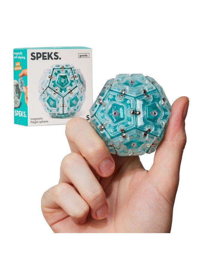 Speks Geode Sphere Magnetic Fidget Toy For Adults | Quiet Adult Sensory Toy For Stress Relief & Anxiety, Office Desk Toy & Top Gadget Gift Idea | Aqua, 12 Piece Set - Image 1