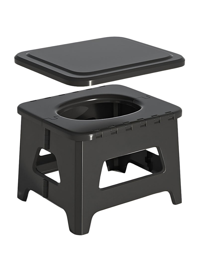 كادي ون مقعد مرحاض محمول قابل للطي متعدد الاستخدامات، كرسي بلاستيكي متين مع غطاء علوي يتحول إلى مرحاض متنقل، مرحاض رحلات يعمل كمقعد عادي أو كمرحاض متنقل مثالي للتخييم و البر - Image 1