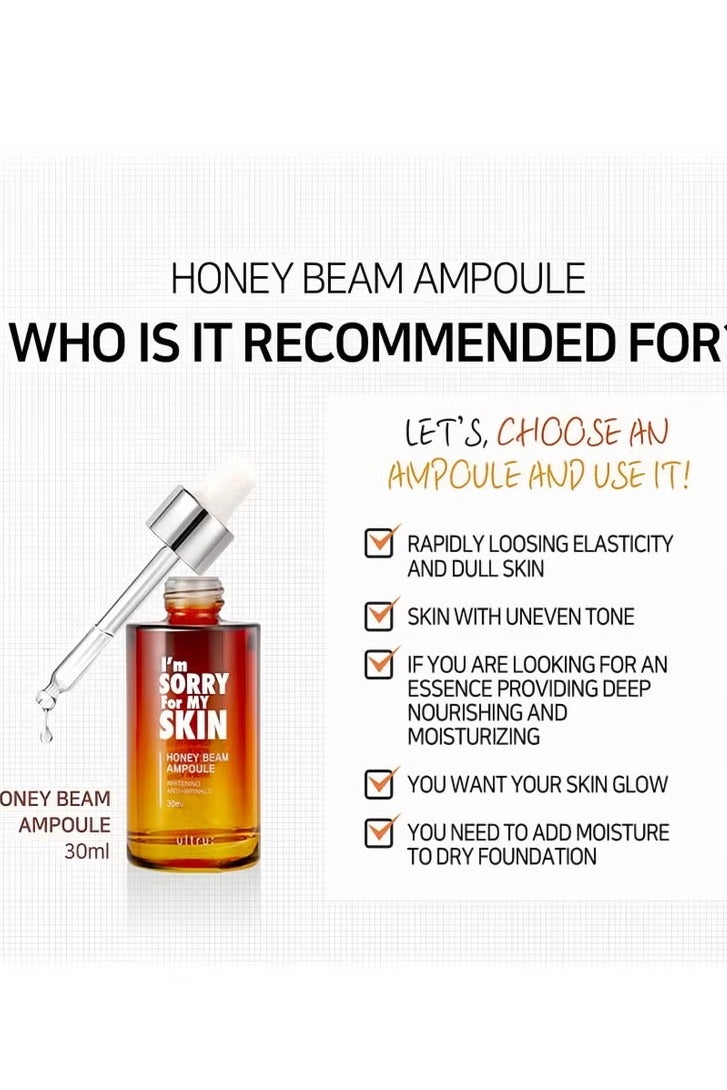 I'm Sorry for My Skin Facial Skin Ampoule, Korean Skin Care Serum for Face with Propolis, Adenosine and Niacinamide, Anti-Wrinkle & Nourishing Effect (Honey Beam Ampoule), 30ml - Image 3