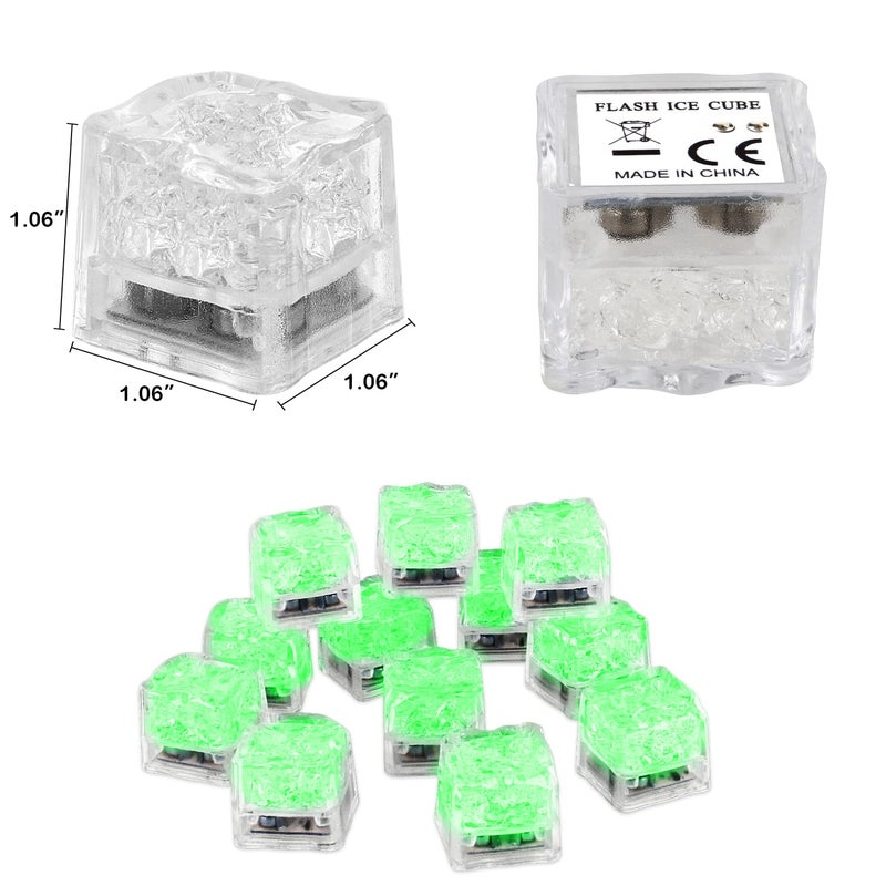Nonley Light Up Ice Cubes for Drinks, 12 PCS Green LED Ice Cubes Liquid Activated, Glow in The Dark Waterproof Ice Cubes for Home Bar Supplies Summer Party Wedding Decor - Image 3