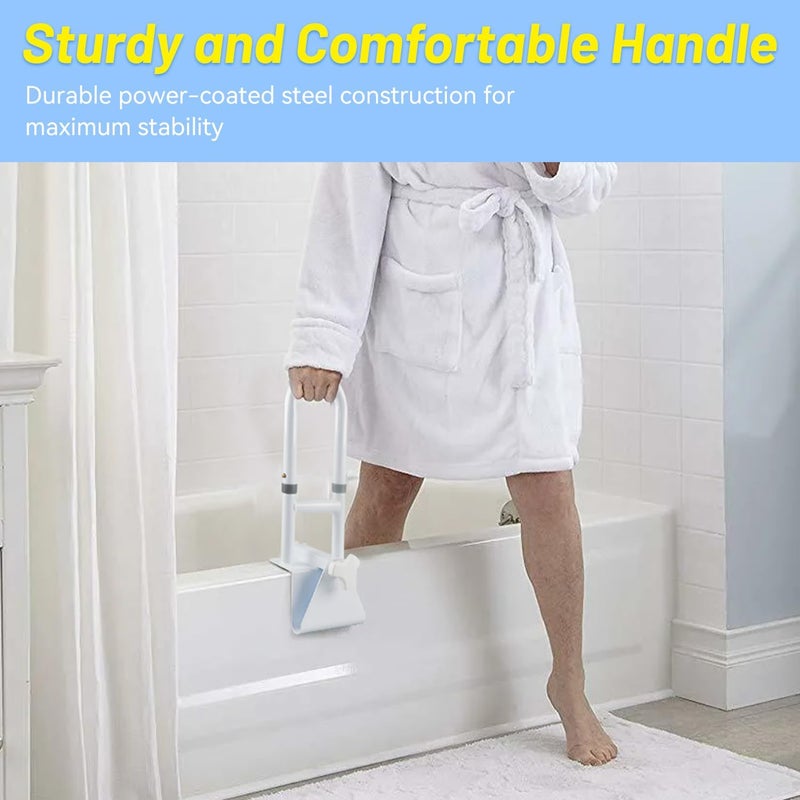 Icedeer Bathtub Grab Bars for Seniors, Tub Handle Grab Bar for Elderly Bath Support, Bathtub Safety Rail, Assistance Bathtub Handle Clamp for Bathroom, 3.3"- 7" Width Adjustable, White - Image 5