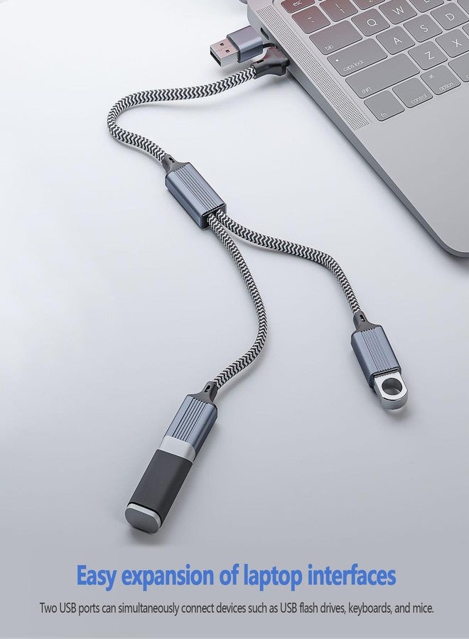 Saisn محول USB C مزدوج البيانات Y كابل شحن ذكر إلى أنثى 2.0 OTG لمحول ماك بوك، هاتف USB-C، فلاش درايف، كاميرا، طابعة - Image 4