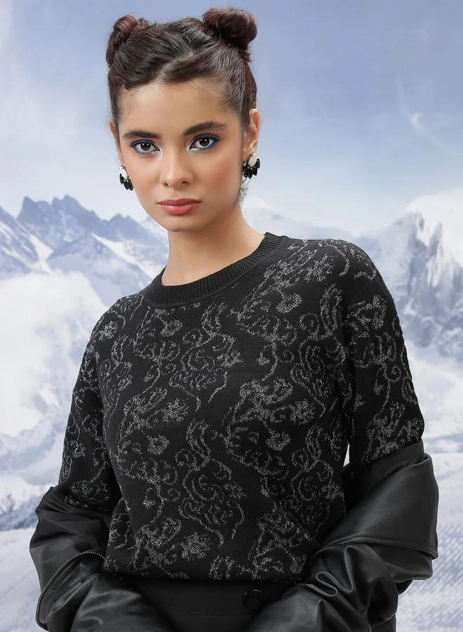 Tokyo Talkies Textured Round Neck Sweater by Styli