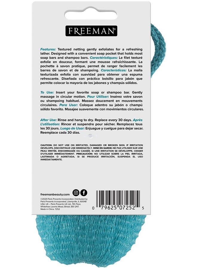 Freeman Freeman Net Soap Pouch, Exfoliating Mesh Body Scrubber, Bath & Shower Pouf Removes Dead Skin, Dirt, & Impurities, for Soap Bars, Textured Netting for Mild Exfoliation, Self-Tan Prep, 4 Count  - Image 4