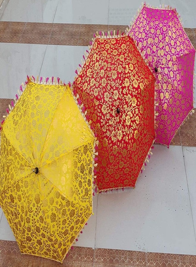 The Decor Affair مجموعة ديكور أفير المكونة من 5 قطع متنوعة من مظلات الزفاف الهندية المصنوعة يدويًا، مظلات عتيقة، مظلات قطنية - Image 3