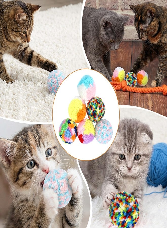 Quilax 6 Pcs Cat Pom Pom Balls, 1.6 Inch Rainbow Fuzzy Cat Toys Balls for Pet Training, Interactive Cats Ball Toy for Indoor Cats Kitten Exercising Playing Entertainment - Image 5