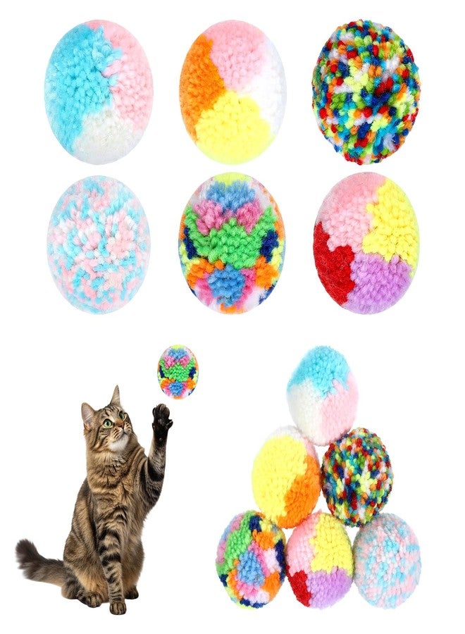 Quilax 6 Pcs Cat Pom Pom Balls, 1.6 Inch Rainbow Fuzzy Cat Toys Balls for Pet Training, Interactive Cats Ball Toy for Indoor Cats Kitten Exercising Playing Entertainment - Image 1