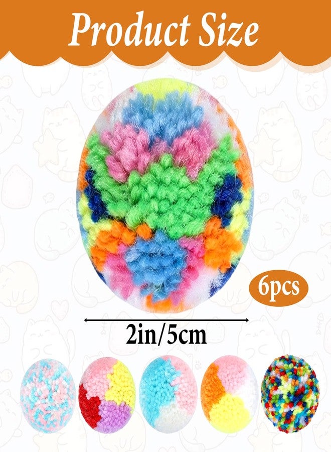 Quilax 6 Pcs Cat Pom Pom Balls, 1.6 Inch Rainbow Fuzzy Cat Toys Balls for Pet Training, Interactive Cats Ball Toy for Indoor Cats Kitten Exercising Playing Entertainment - Image 2