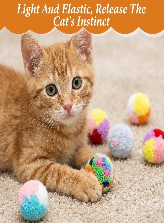 Quilax 6 Pcs Cat Pom Pom Balls, 1.6 Inch Rainbow Fuzzy Cat Toys Balls for Pet Training, Interactive Cats Ball Toy for Indoor Cats Kitten Exercising Playing Entertainment - Image 4