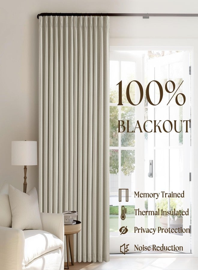 TWODRAPES Beige Blackout Linen Curtains 108 Inches Long for Bedroom Pinch Pleated Black Out Curtains Lined 2 Layers Memory Shape Noise Reducing Rustic Farmhouse Living Room Darkening Window Drapes Oatmeal - Image 3