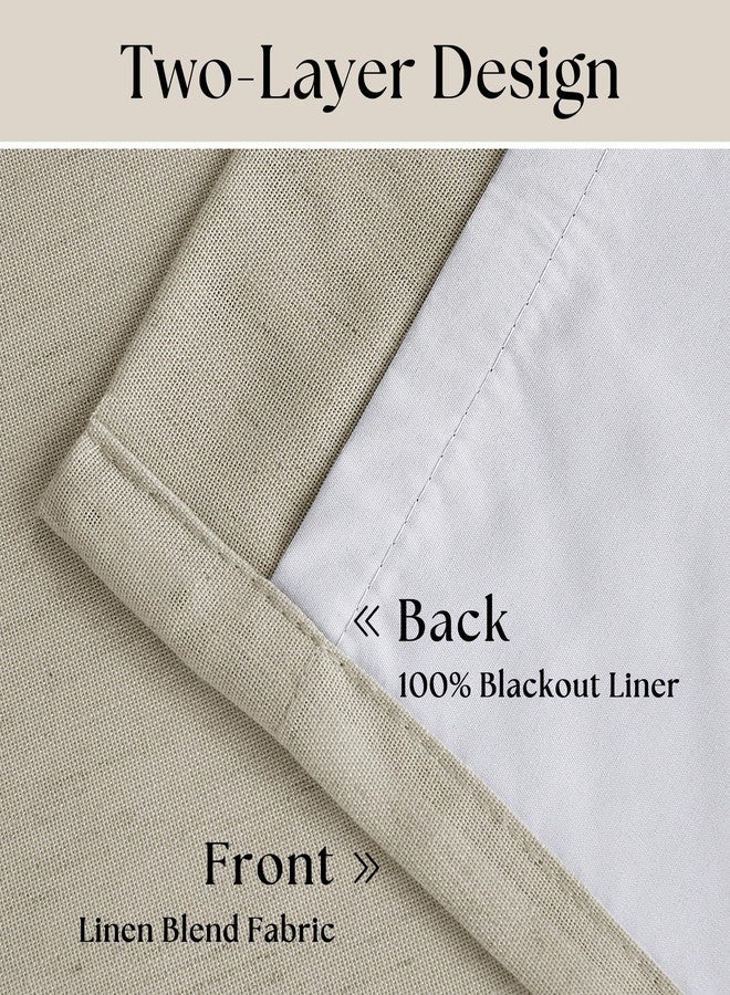TWODRAPES Beige Blackout Linen Curtains 108 Inches Long for Bedroom Pinch Pleated Black Out Curtains Lined 2 Layers Memory Shape Noise Reducing Rustic Farmhouse Living Room Darkening Window Drapes Oatmeal - Image 4