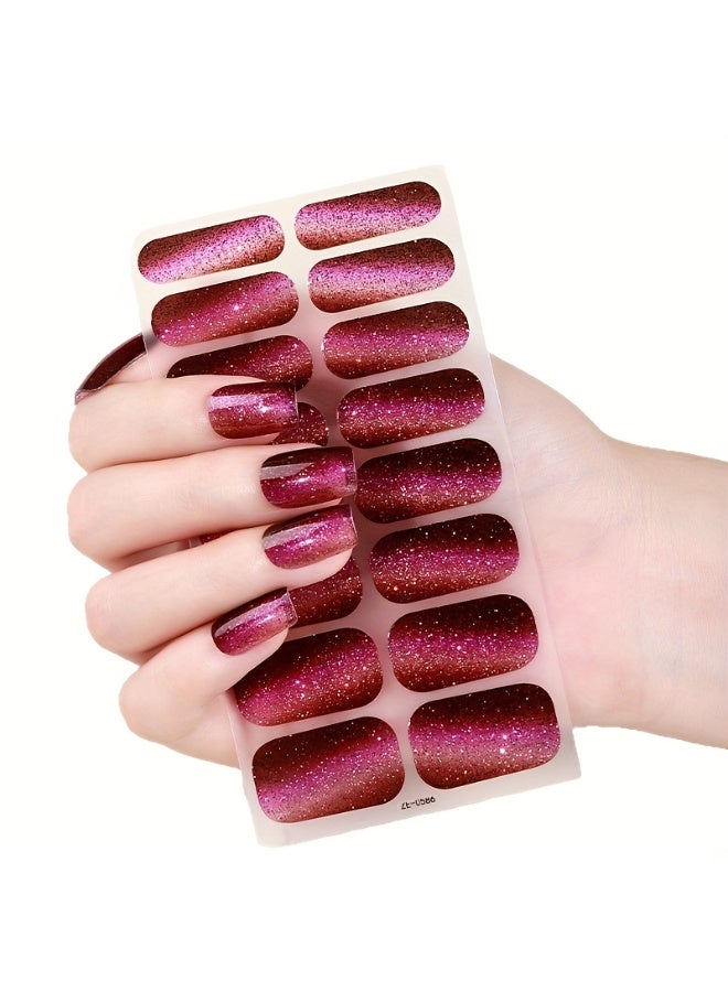 Rozino 5 Sheets Glitter Cat Eye Self-Adhesive Press On Nail Strips for Women - Image 4