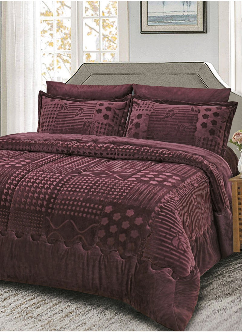 Master Home Textile - Master Home Textile Velvet Comforter Sets, 4Pcs Single Size, Fits 120 x 200 cm Single Size Bed, Soft, Warm - Image 1