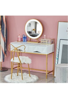 LINGWEI Makeup Chair Metal Vanity Chair Fur Cushioned Padded Seat Makeup Dressing Stool Bench with Butterfly Backrest Child Dining Chair Furniture Bedroom Makeup Stool  - Image 5