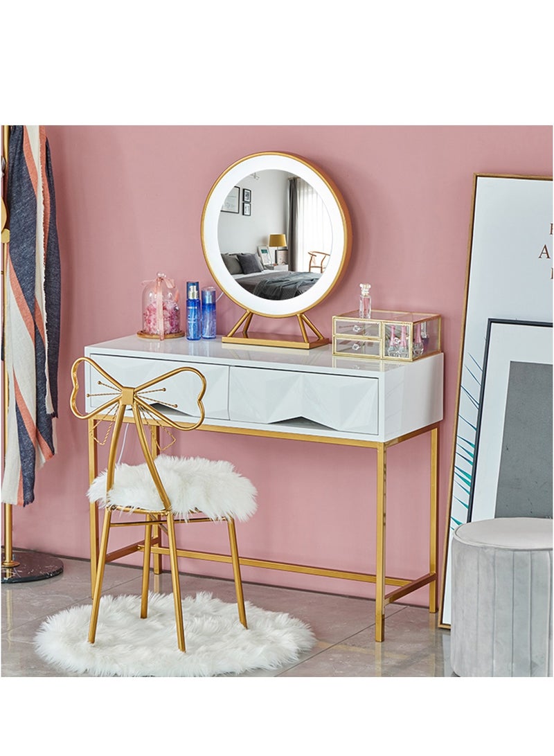 LINGWEI Makeup Chair Metal Vanity Chair Fur Cushioned Padded Seat Makeup Dressing Stool Bench with Butterfly Backrest Child Dining Chair Furniture Bedroom Makeup Stool - Image 5