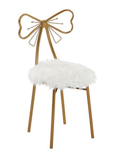 LINGWEI Makeup Chair Metal Vanity Chair Fur Cushioned Padded Seat Makeup Dressing Stool Bench with Butterfly Backrest Child Dining Chair Furniture Bedroom Makeup Stool  - Image 2