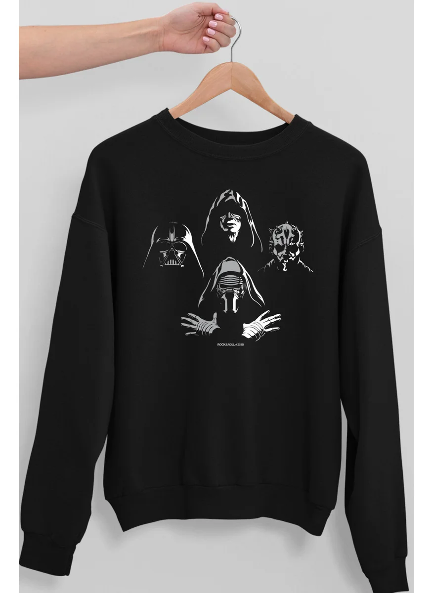 روك اند رول Four Heads Star Wars Black Oversize Crew Neck Thick Women's Sweatshirt