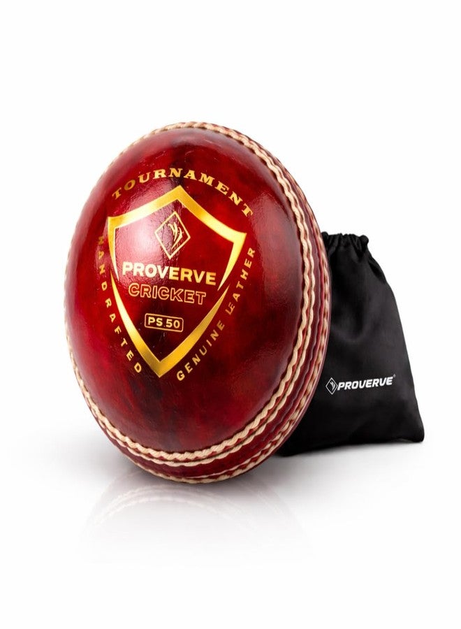 PROVERVE Premium Leather Ball for Cricket | Hand-Stitched Four-Piece | Water-Resistant, Durable & Swing-Optimized | Excellent Bounce with Strong Seam | Professional Tournament Ball (Red, Pack of 1) - Image 1