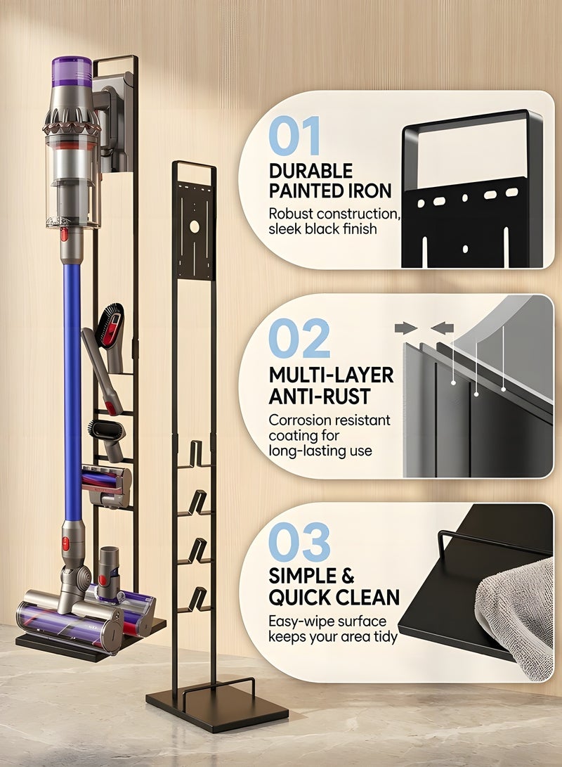 بيوينتي بوينتي نسخة عالمية من حامل المكنسة الكهربائية متوافق مع Dyson V15 V12 V11 V10 V8 V7 V6 مع عجلات، حامل أرضي معدني متوافق مع المكنسة الكهربائية اللاسلكية المحمولة وملحقات Dyson - Image 5