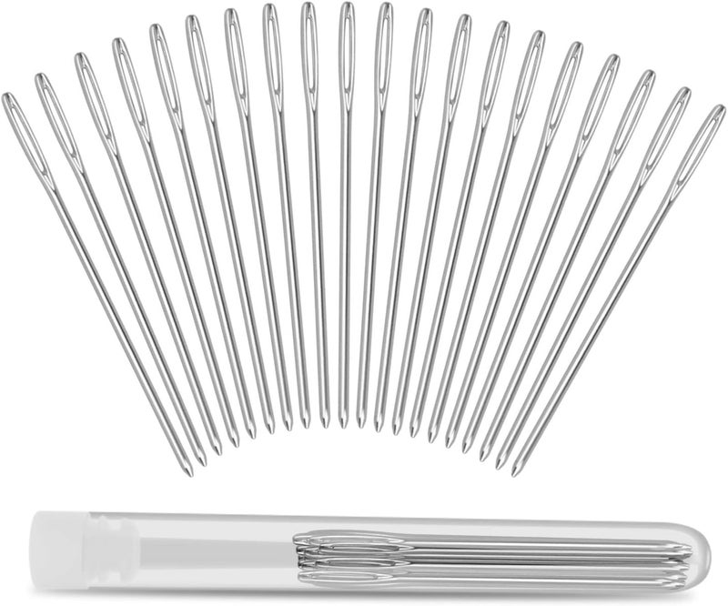 ERKOON 20 Pieces Large-Eye Blunt Needles 2inch Large Eye Sewing Needles Stainless Steel Stitching Needles with Clear Bottle for Leather Projects - Image 1