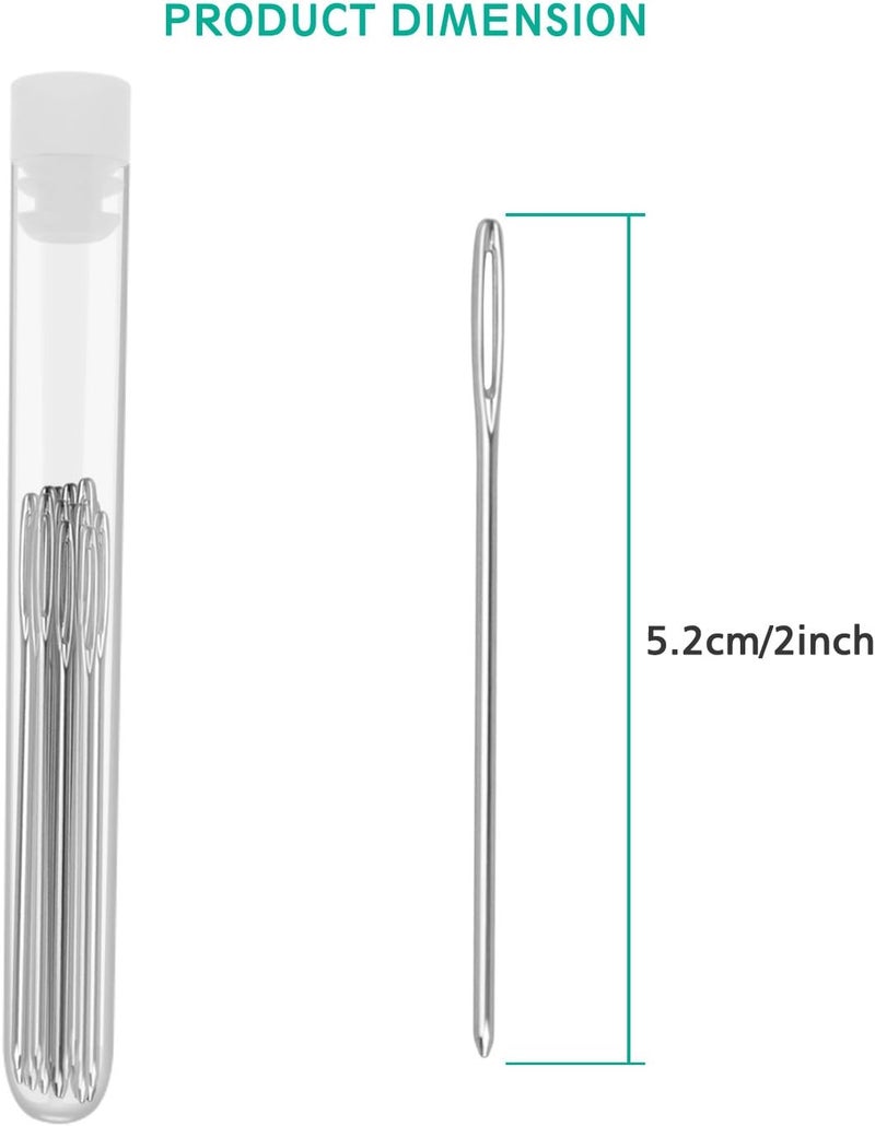 ERKOON 20 Pieces Large-Eye Blunt Needles 2inch Large Eye Sewing Needles Stainless Steel Stitching Needles with Clear Bottle for Leather Projects - Image 2